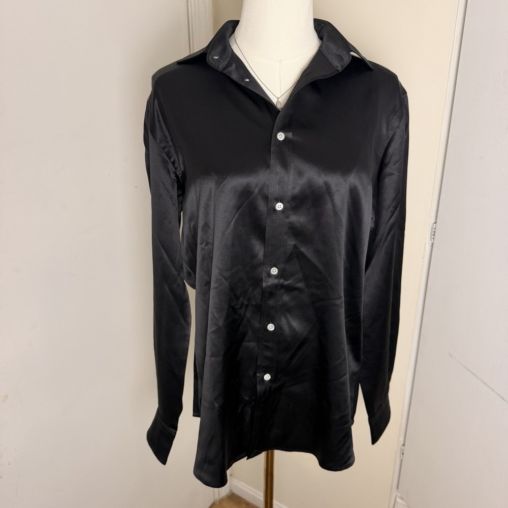 Polo Ralph Lauren 100% Mulberry Silk Blouse Black Women's Sz 10